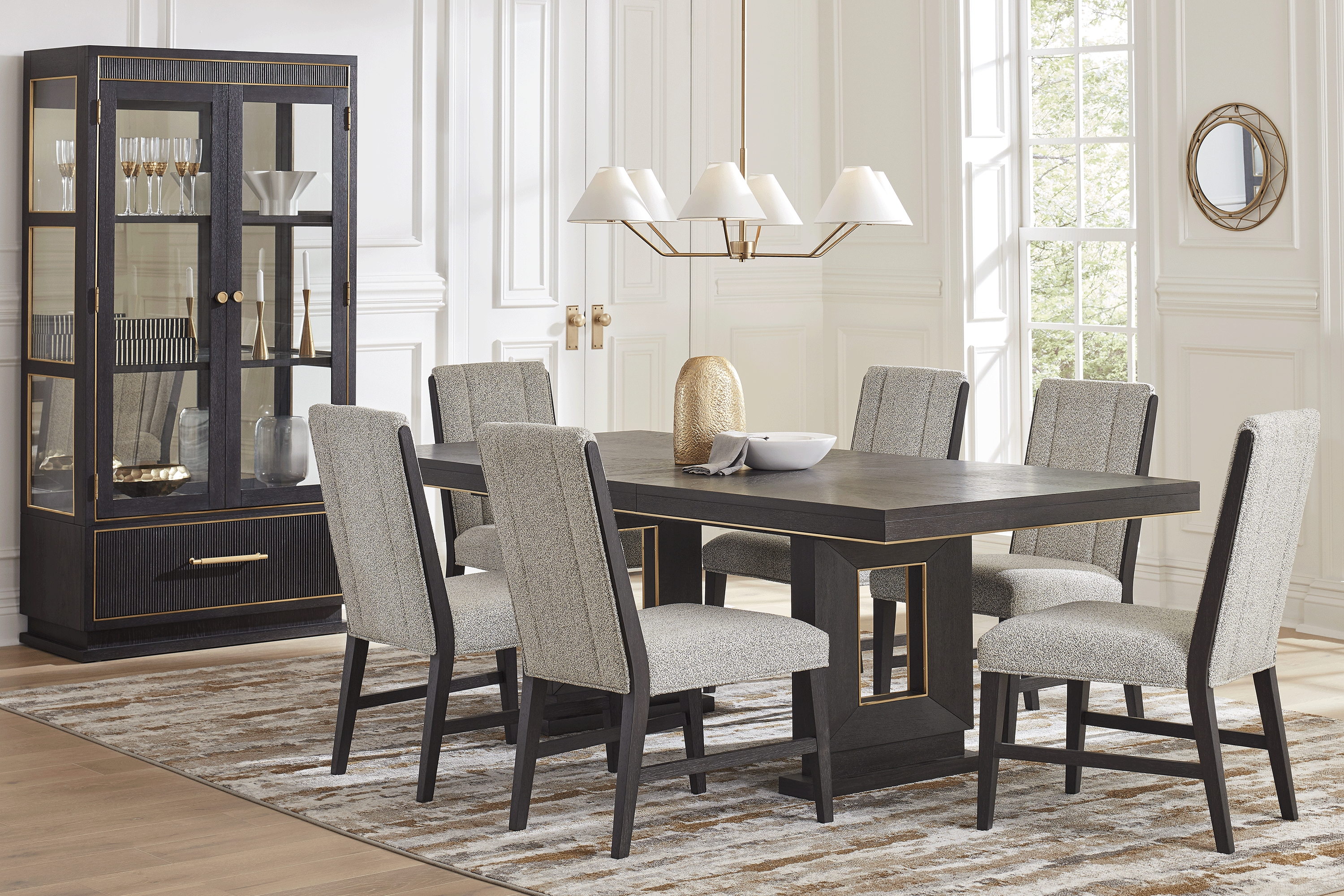 Wilshire Merlot 9 Pc Dining Room with Upholstered Chairs - Thumbnail - Image 1