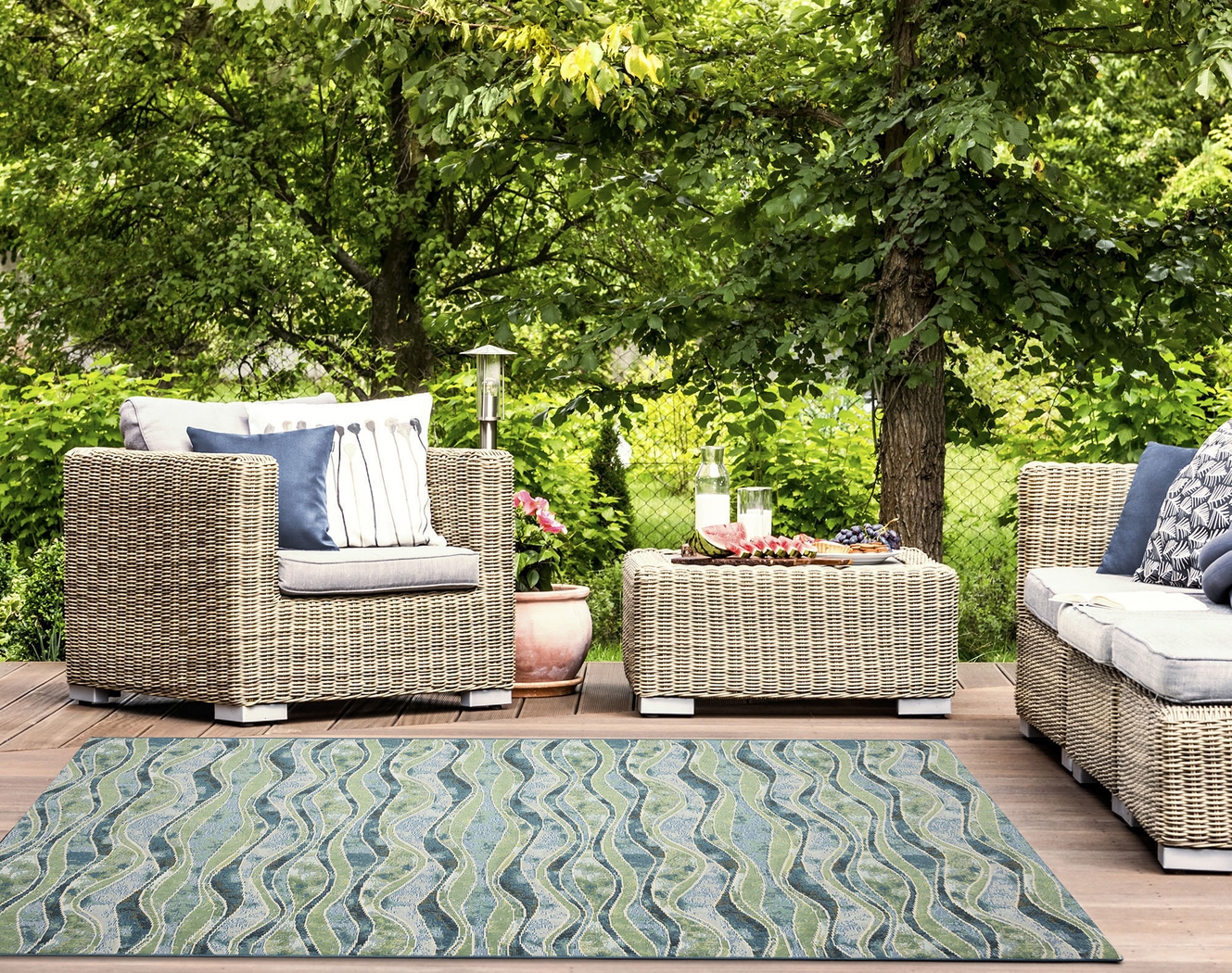 Wimasa Blue 7'10 x 9'10 Indoor/Outdoor Rug - Thumbnail - Image 2