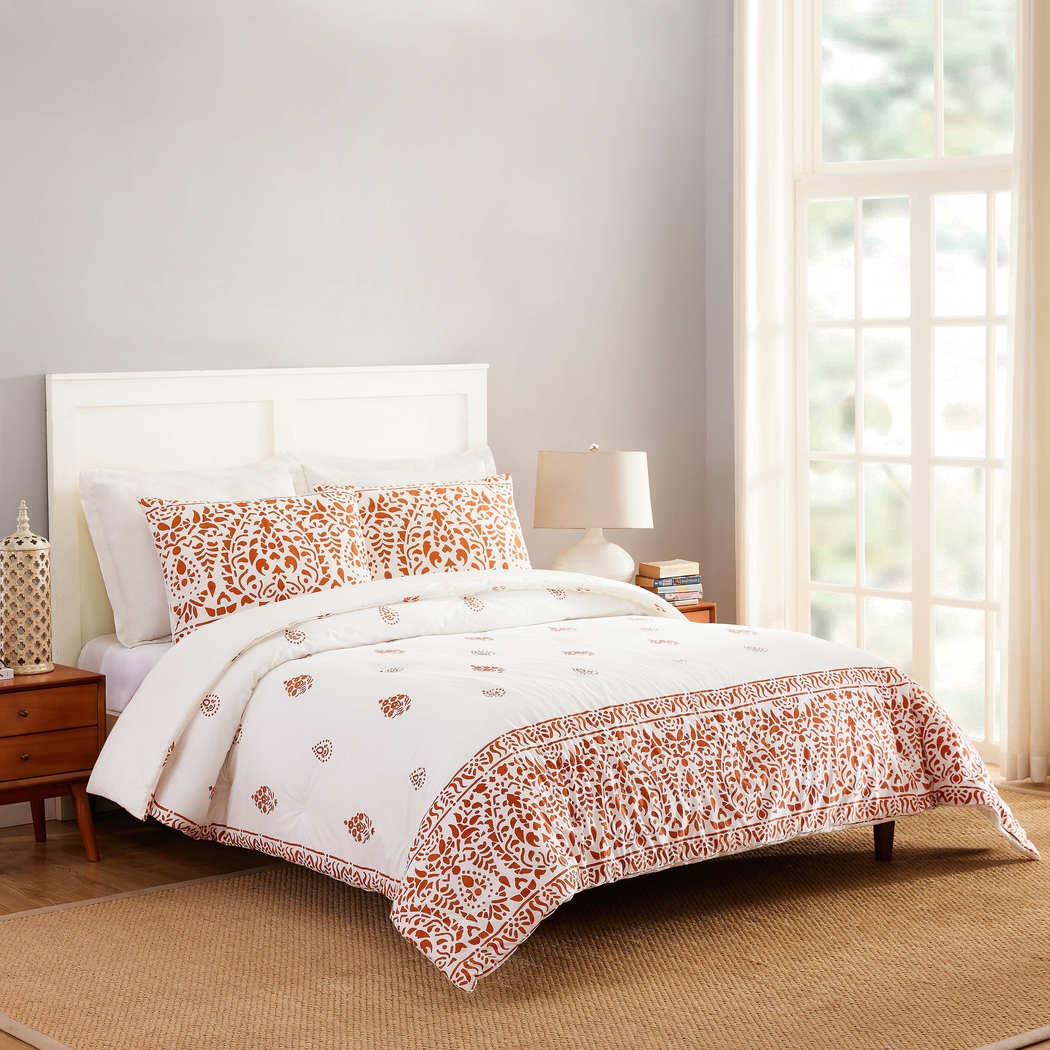 Wimpole Orange Full/Queen 3 Pc Comforter Set - Thumbnail - Image 2