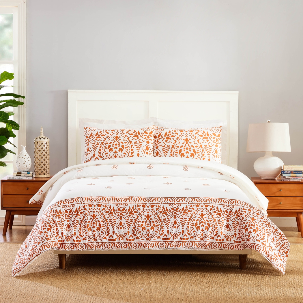 Wimpole Orange Full/Queen 3 Pc Comforter Set - Thumbnail - Image 1