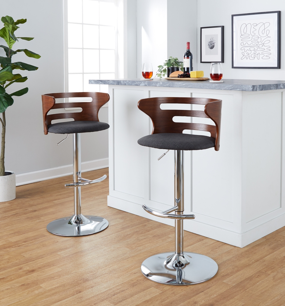 Wincanton I Charcoal Adjustable Swivel Barstool, Set of 2 - Thumbnail - Image 2