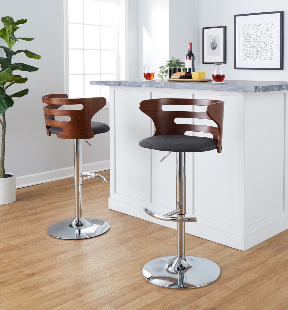 Wincanton I Charcoal Adjustable Swivel Barstool, Set of 2 - Thumbnail - Image 3