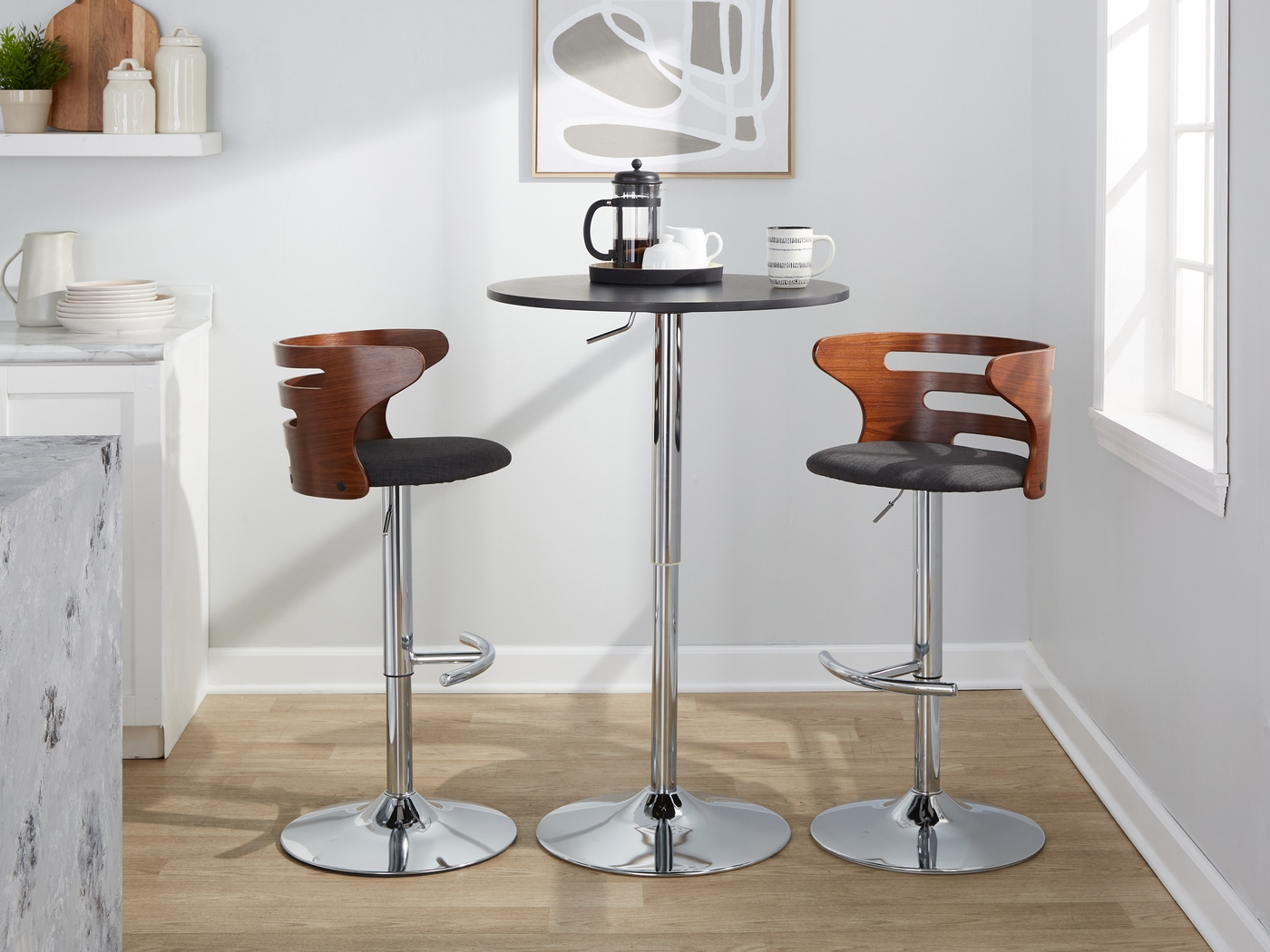 Wincanton I Charcoal Adjustable Swivel Barstool, Set of 2 - Thumbnail - Image 4