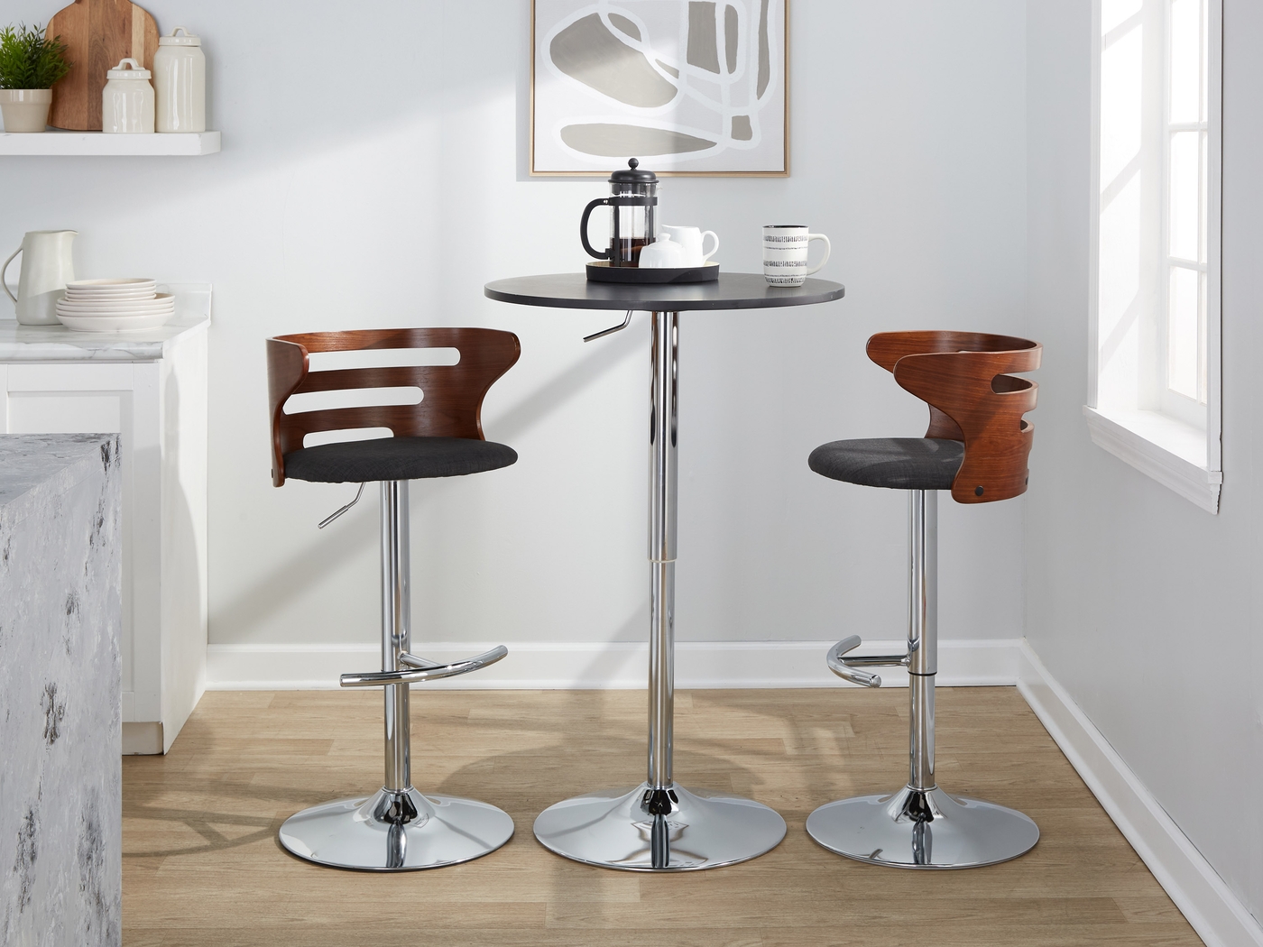 Wincanton I Charcoal Adjustable Swivel Barstool, Set of 2 - Thumbnail - Image 5