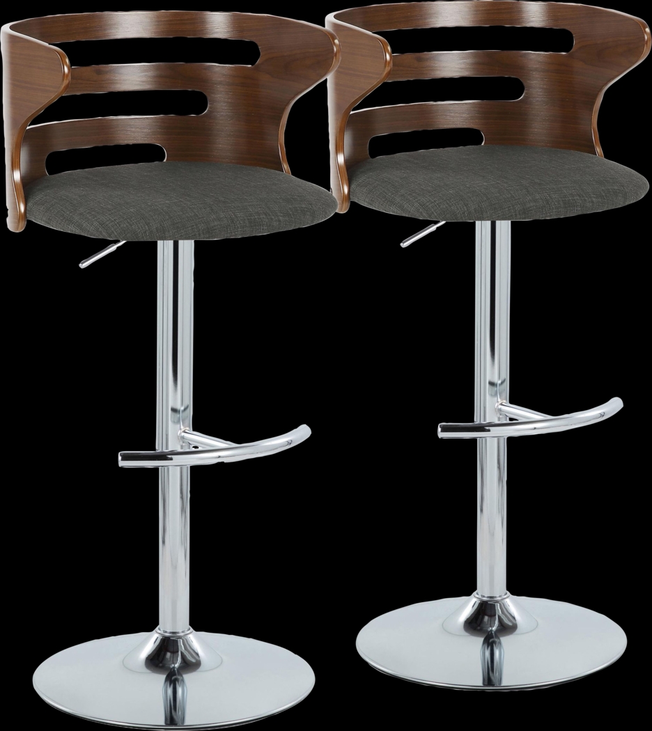 Wincanton I Charcoal Adjustable Swivel Barstool, Set of 2 - Thumbnail - Image 1