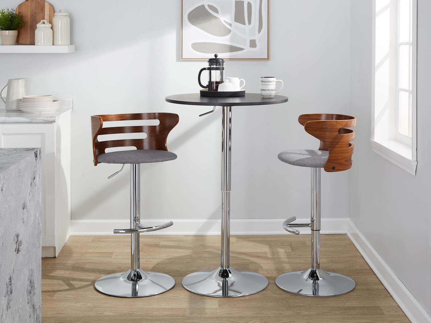 Wincanton I Gray Adjustable Swivel Barstool, Set of 2 - Thumbnail - Image 5