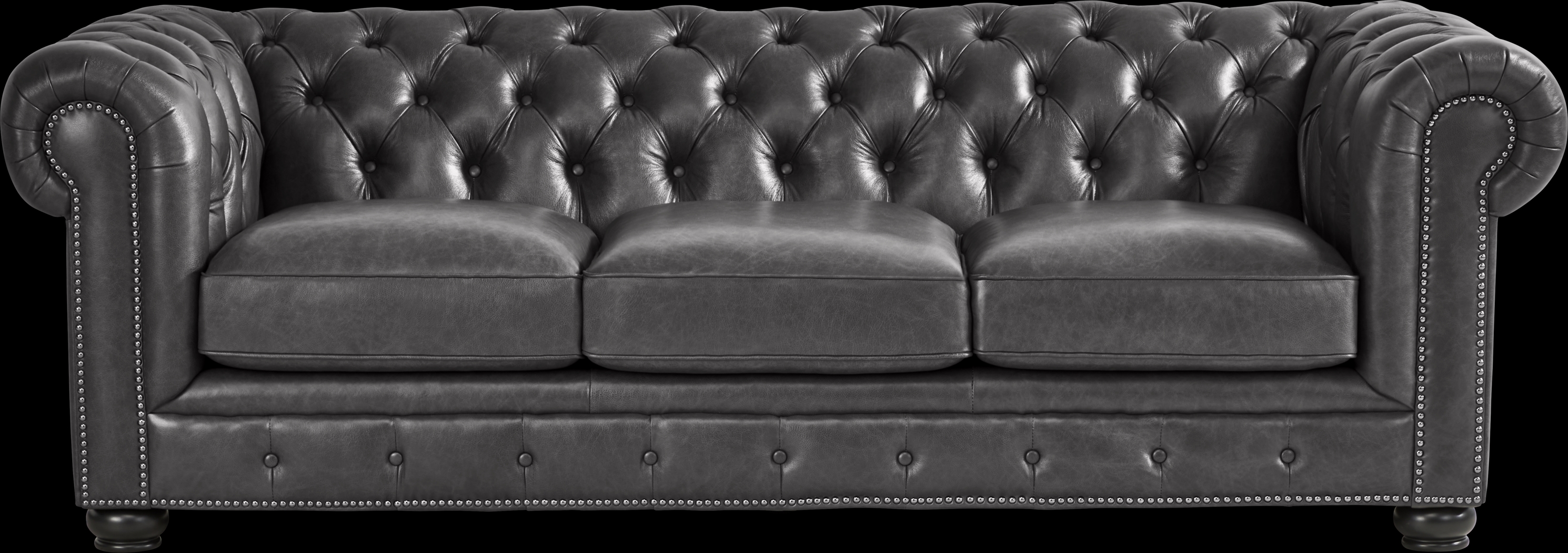 Winchester Way Gray Leather Chesterfield Sofa - Thumbnail - Image 1