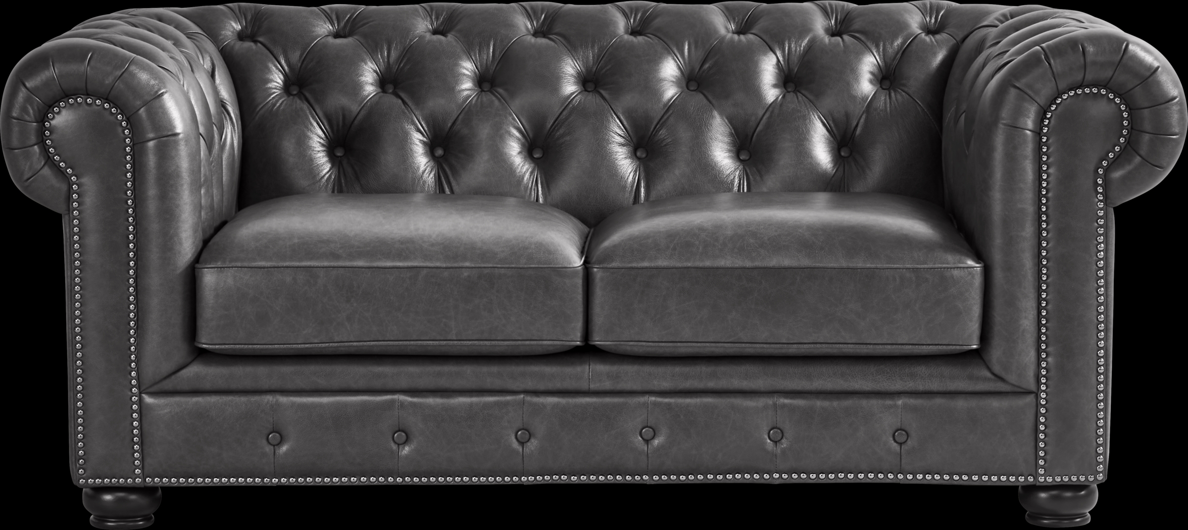 Winchester Way Gray Leather Loveseat - Thumbnail - Image 1