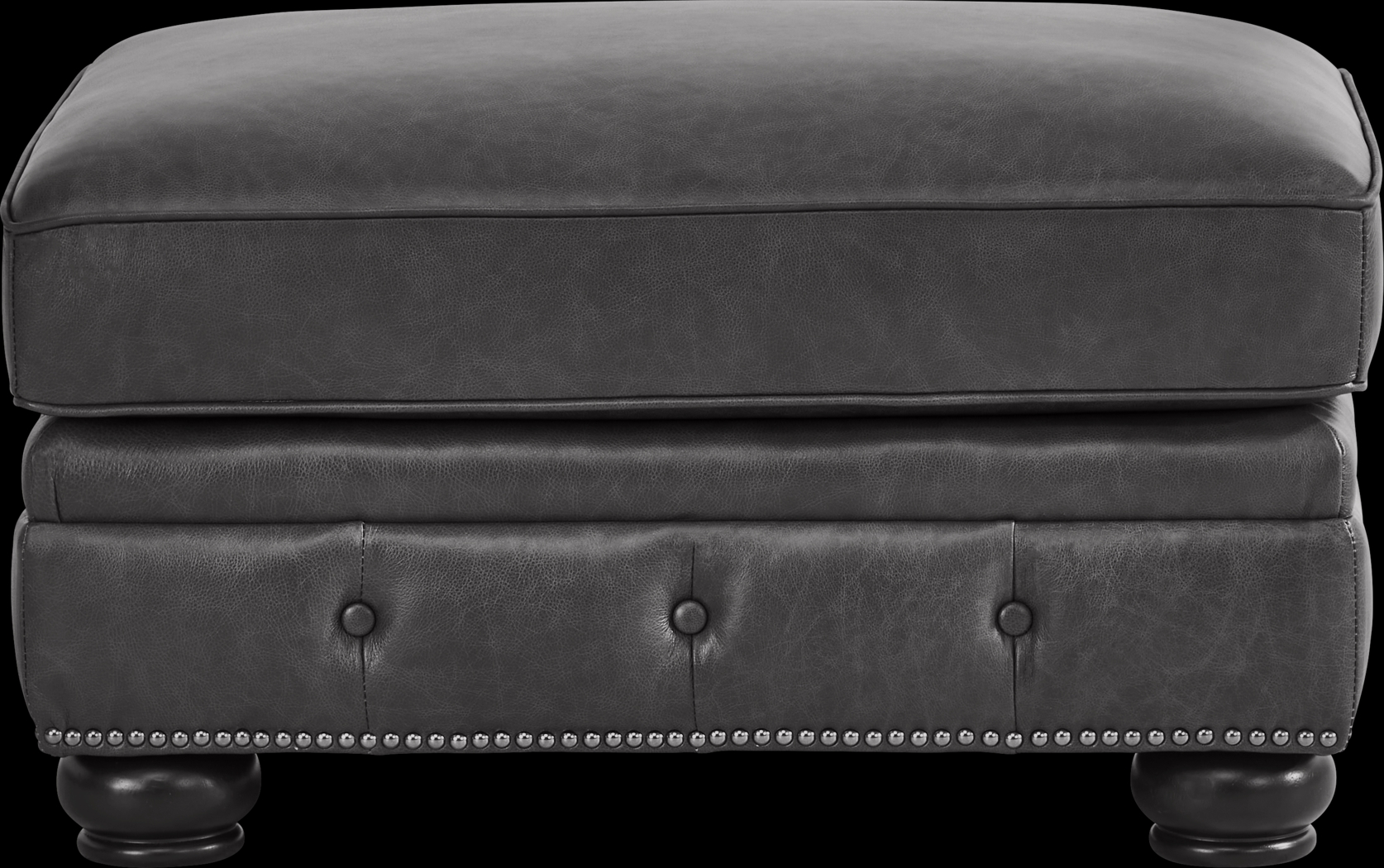 Winchester Way Gray Leather Ottoman - Thumbnail - Image 2