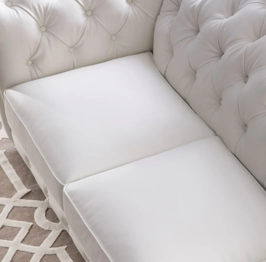 Winchester Way White Leather Chesterfield Sofa - Image 5