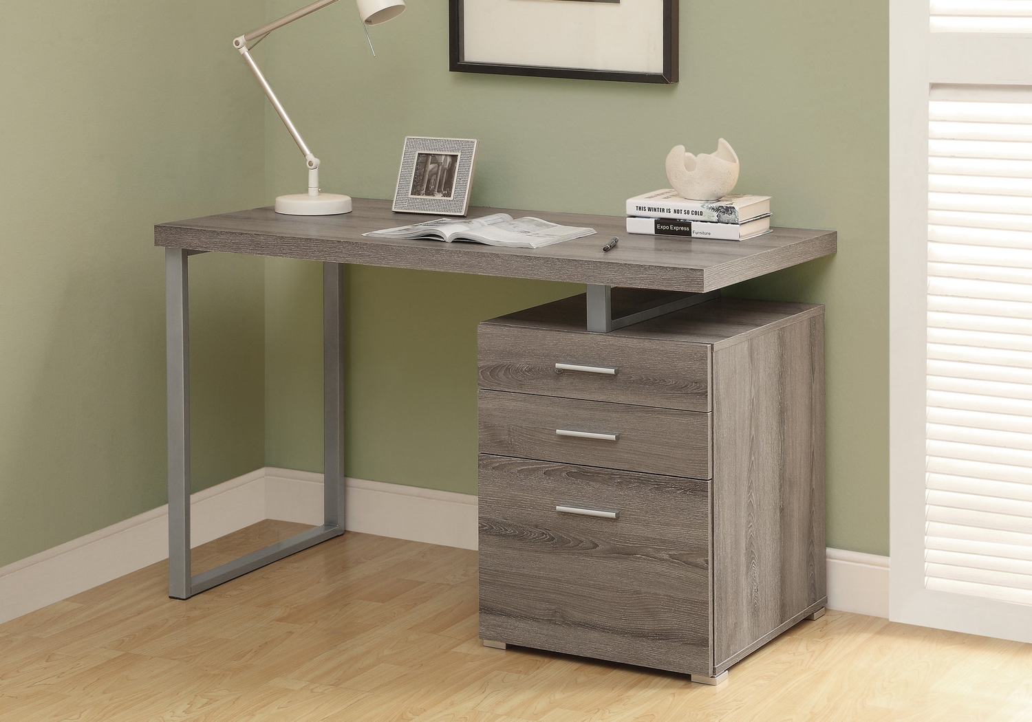 Windmier Dark Taupe Desk - Thumbnail - Image 2