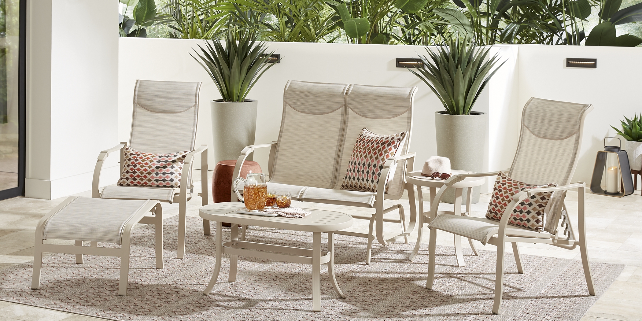Windy Isle Sand 5 Pc Outdoor Seating Set - Thumbnail - Image 1