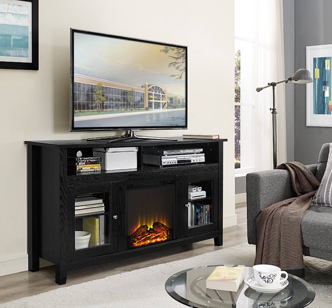 Winfield Trace Black 58 in. Console with Electric Fireplace - Thumbnail - Image 4