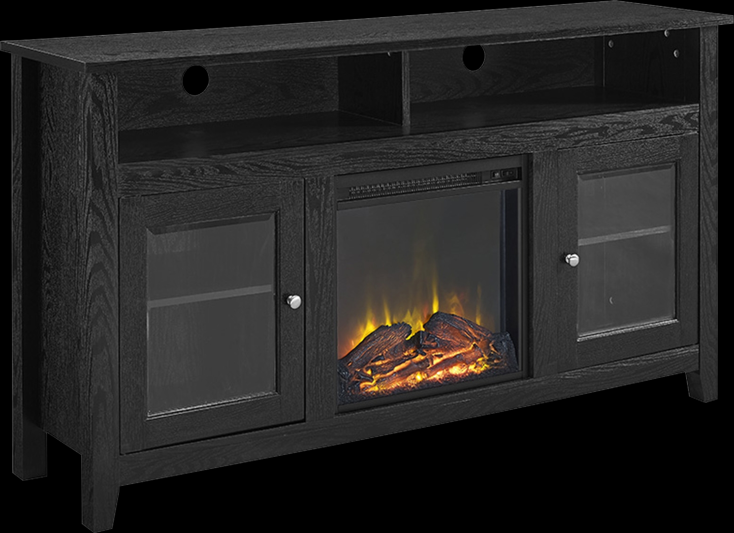 Winfield Trace Black 58 in. Console with Electric Fireplace - Thumbnail - Image 1