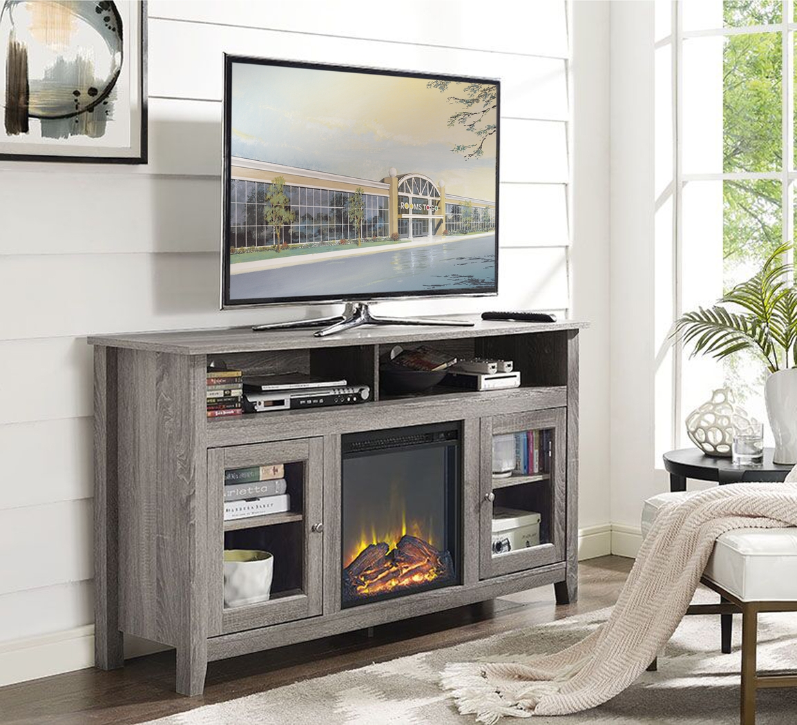 Winfield Trace Brown 58 in. Console with Electric Fireplace - Thumbnail - Image 4