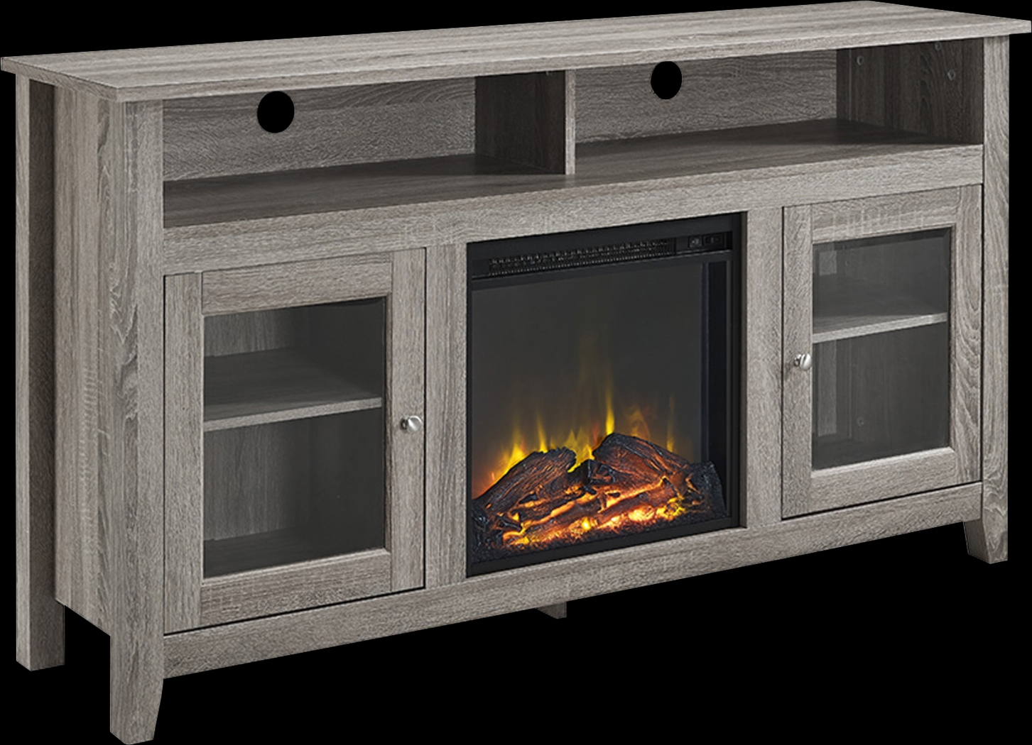 Winfield Trace Brown 58 in. Console with Electric Fireplace - Thumbnail - Image 1