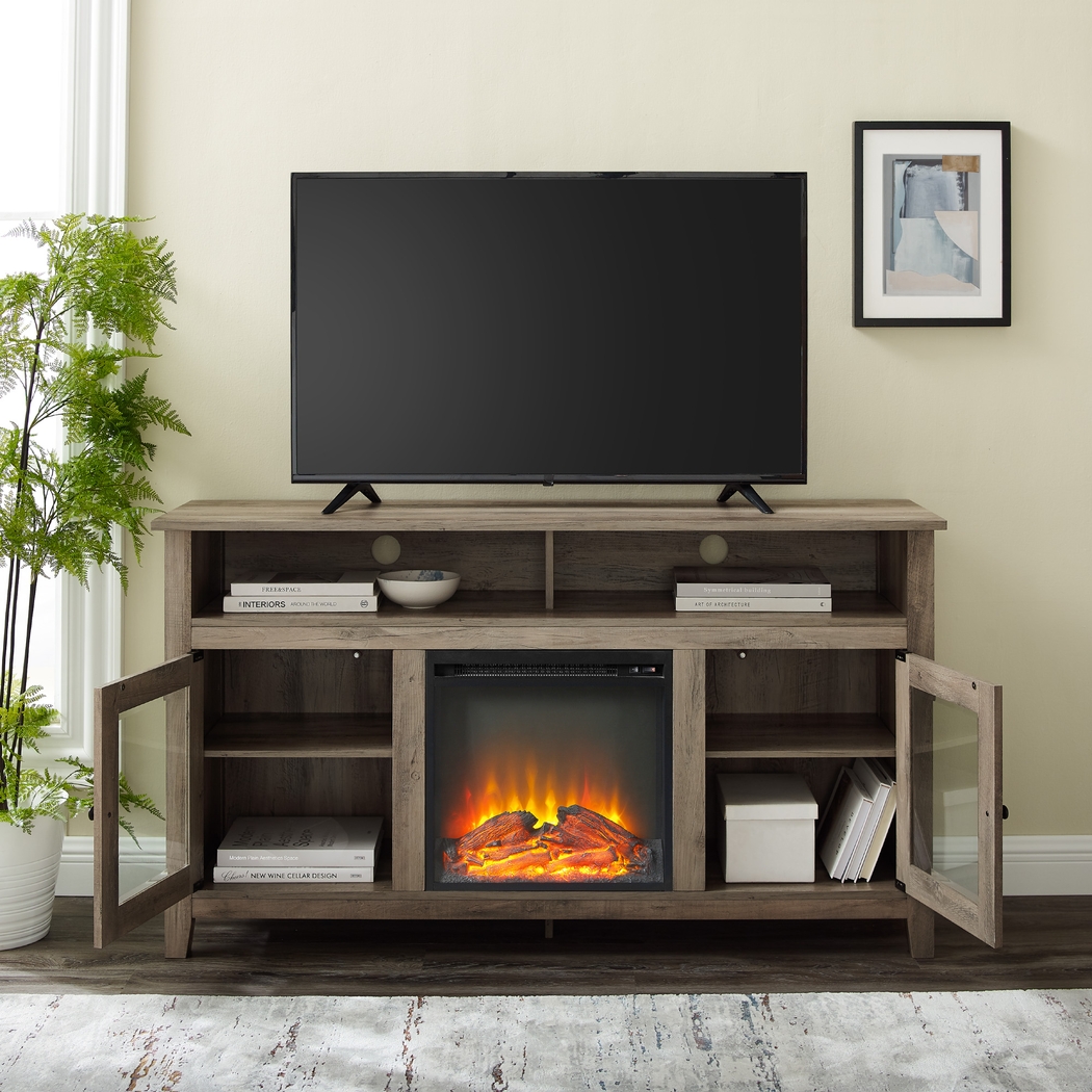 Winfield Trace Gray 58 in. Console, With Electric Fireplace - Thumbnail - Image 7