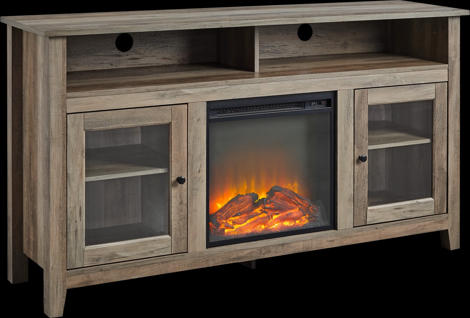 Winfield Trace Gray 58 in. Console, With Electric Fireplace - Thumbnail - Image 1