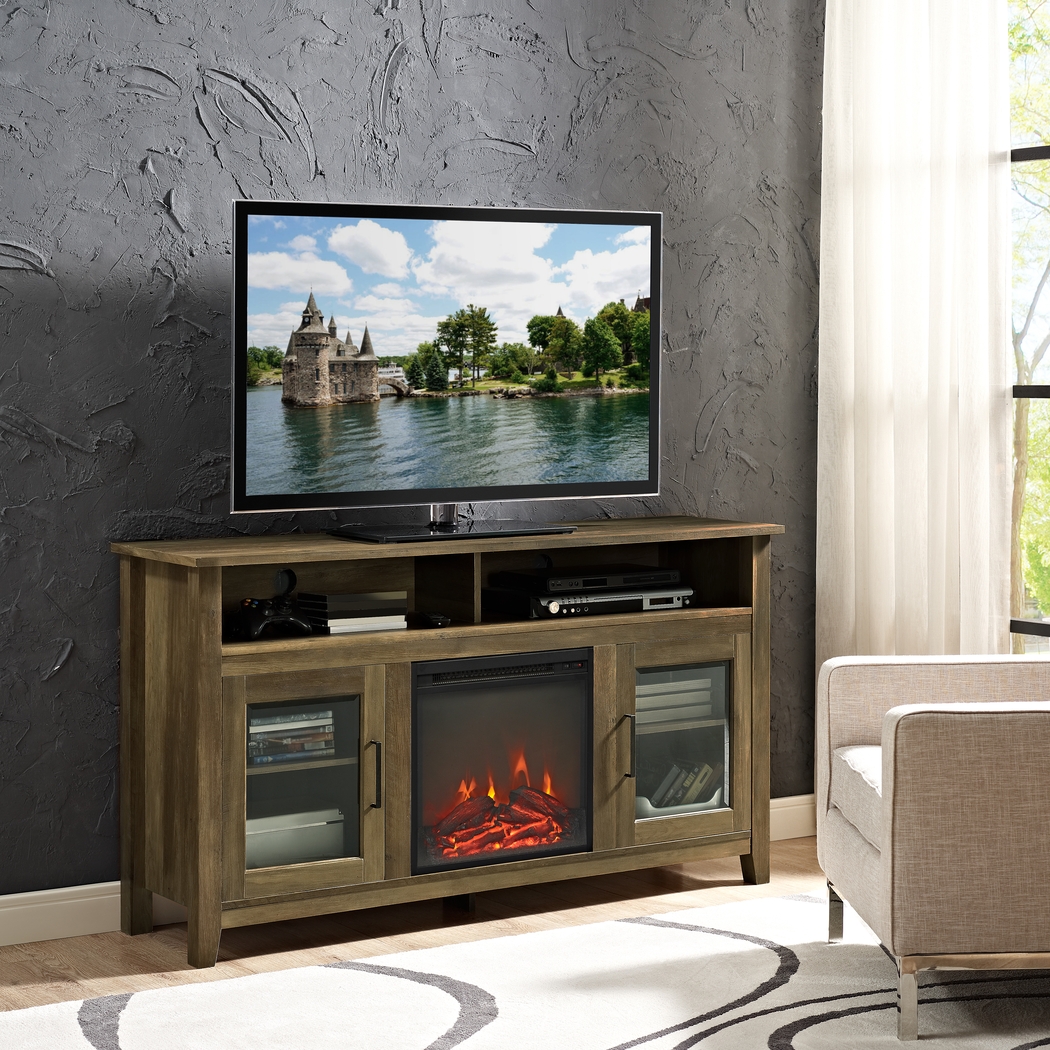Winfield Trace Oak 58 in. Console with Electric Fireplace - Thumbnail - Image 2