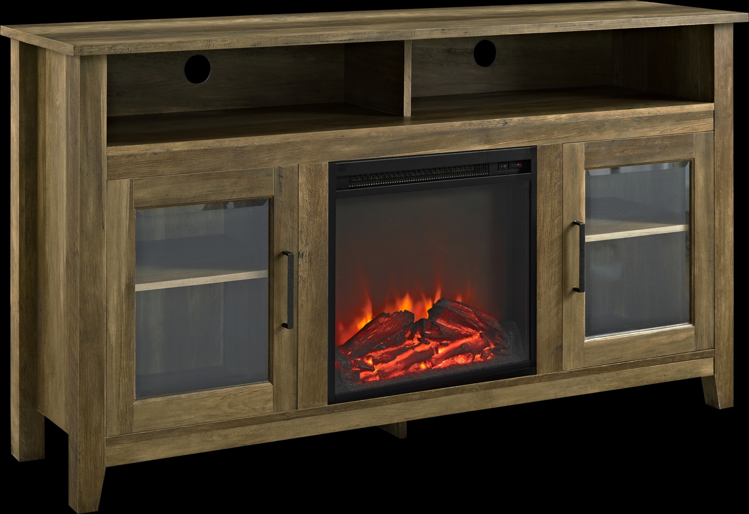 Winfield Trace Oak 58 in. Console with Electric Fireplace - Thumbnail - Image 1
