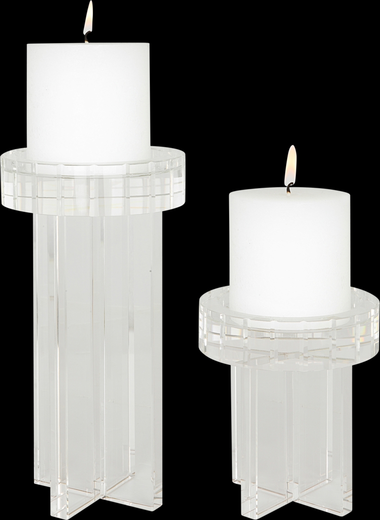 Winneconnia Clear Candle Holder, Set of 2 - Thumbnail - Image 1