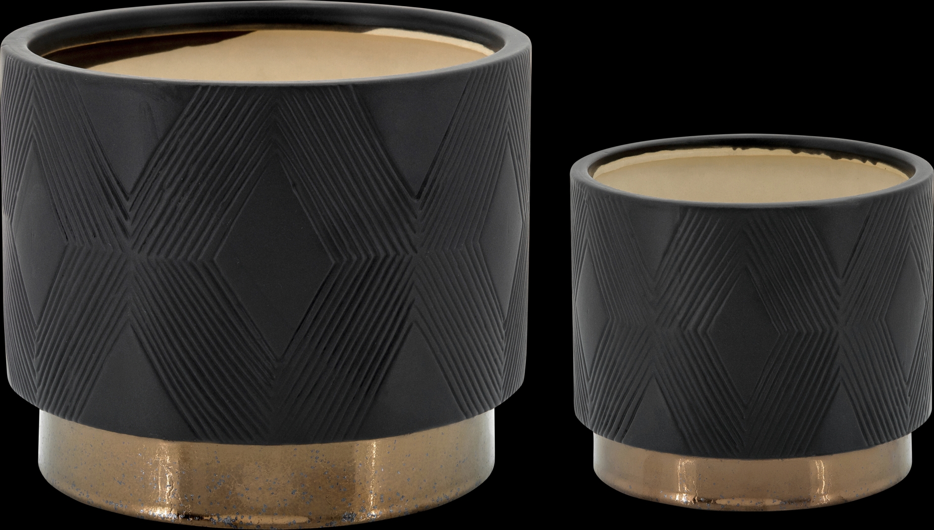 Winoca III Black Planter, Set of 2 - Thumbnail - Image 1