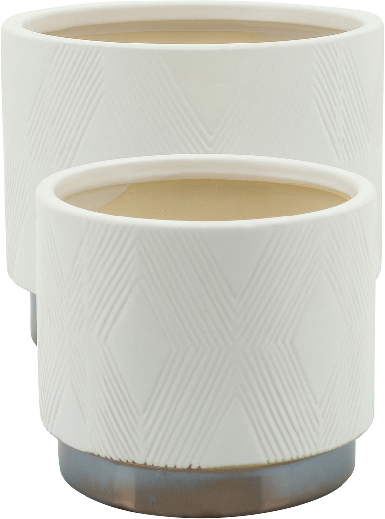 Winoca III White Planter, Set of 2 - Thumbnail - Image 2