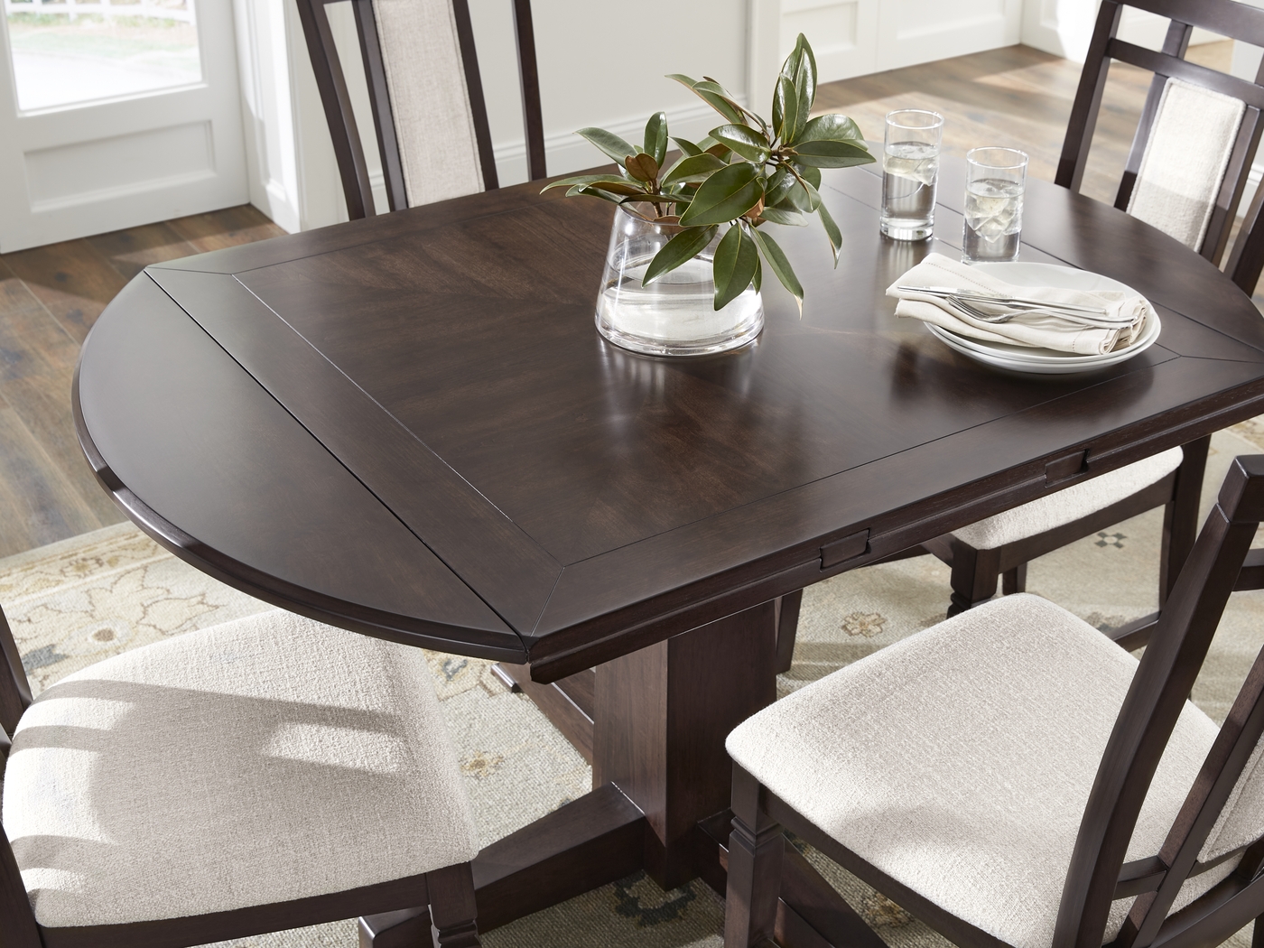 Winslow Brown Cherry Finish Round Dining Table - Thumbnail - Image 3