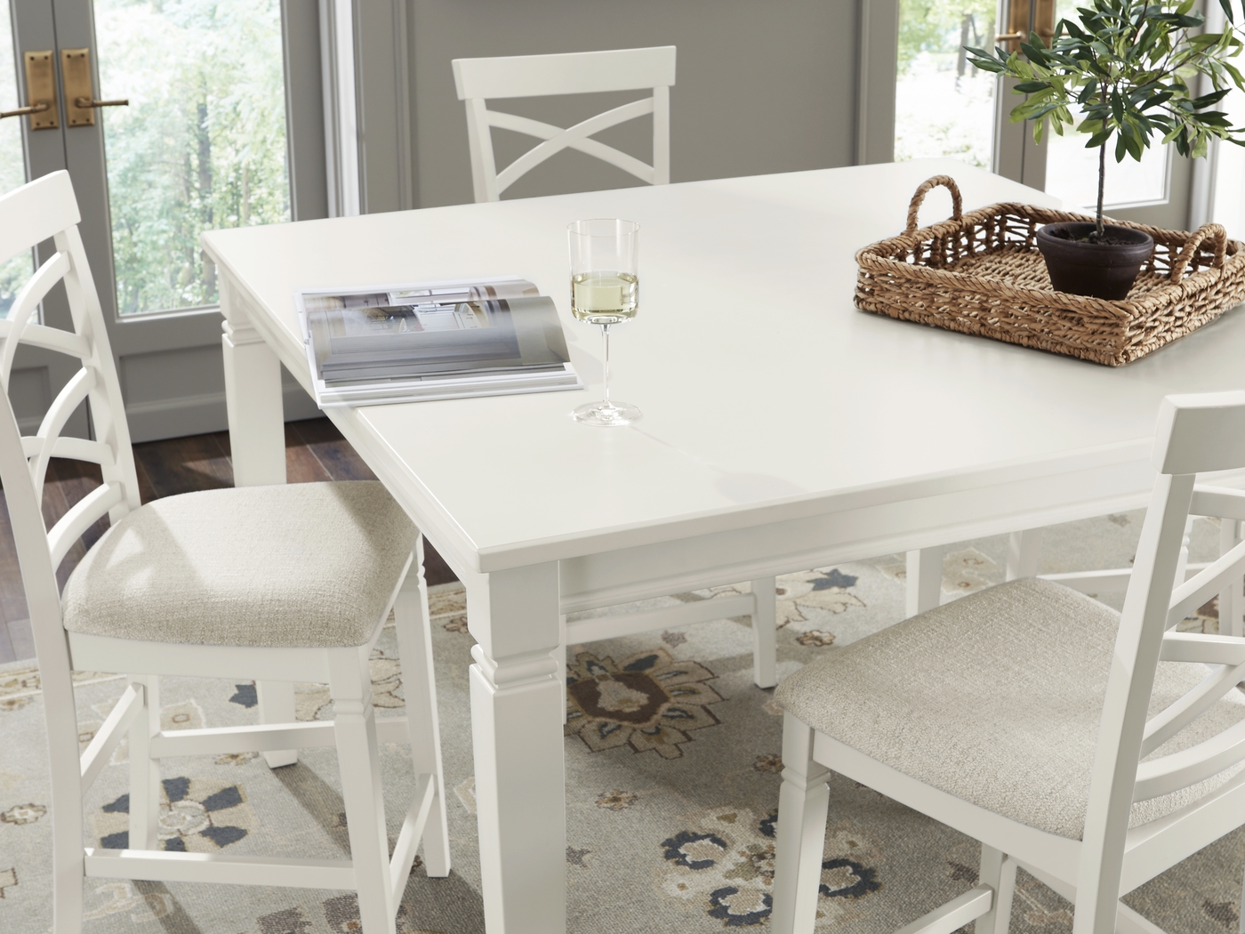 Winslow White Square Counter Height Dining Table - Thumbnail - Image 3