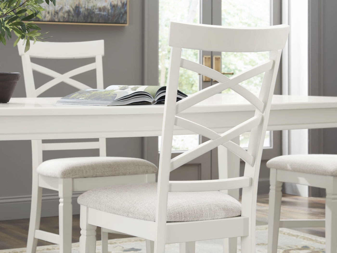 Winslow White 5 Pc Rectangle Dining Room with X-Back Chairs - Thumbnail - Image 10