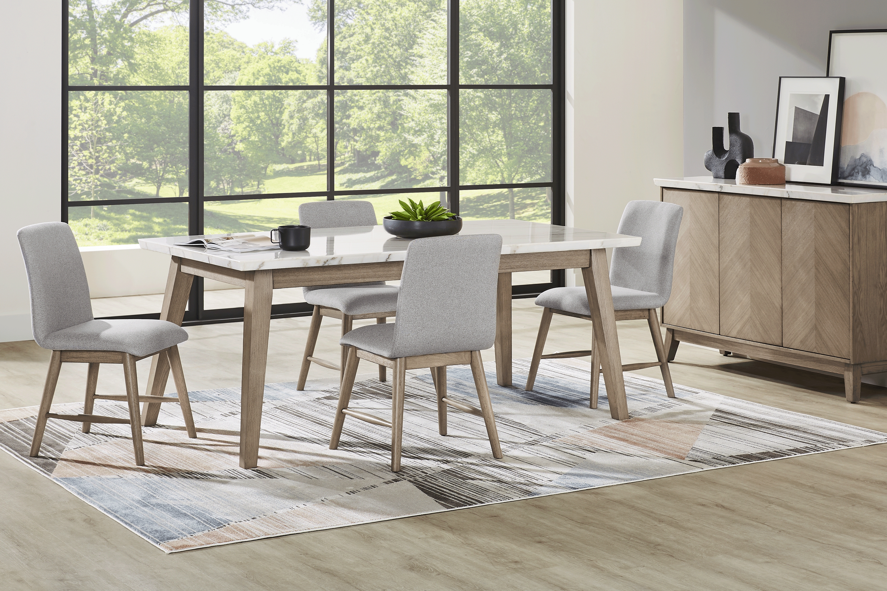 Winston Court Natural 5 Pc Rectangle Dining Room with Gray Chairs - Thumbnail - Image 1