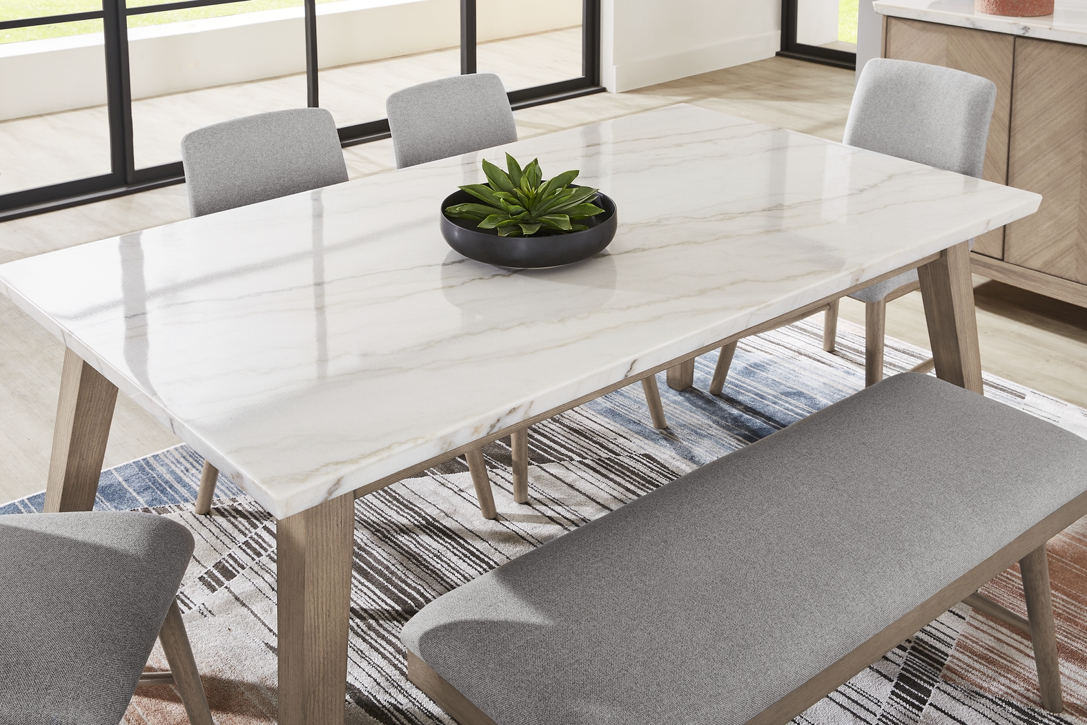 Winston Court Natural 5 Pc Rectangle Dining Room with Gray Chairs - Thumbnail - Image 3