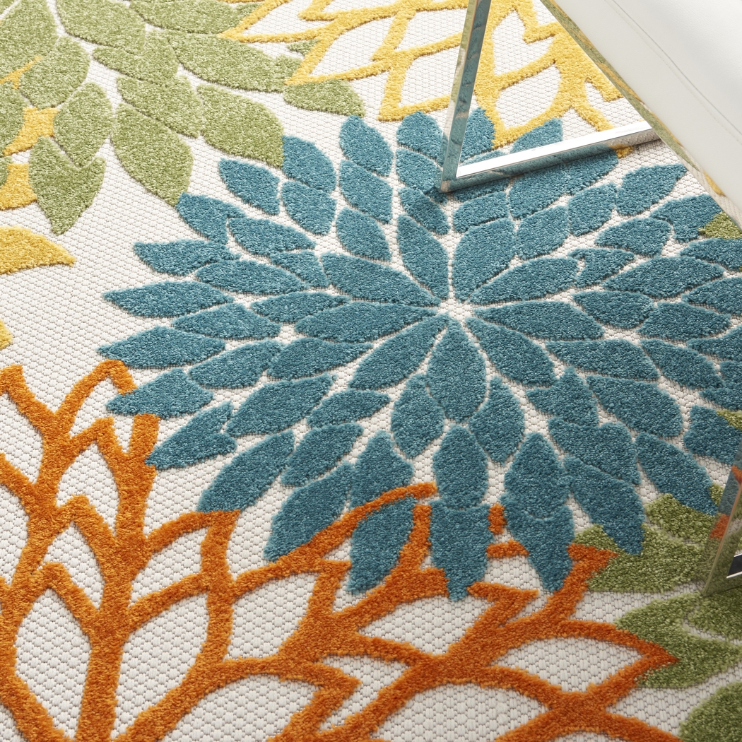 Winthrone Turquoise/Multi 5'3 x 7'5 Indoor/Outdoor Rug - Thumbnail - Image 5