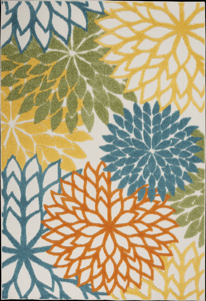 Winthrone Turquoise/Multi 5'3 x 7'5 Indoor/Outdoor Rug - Thumbnail - Image 1