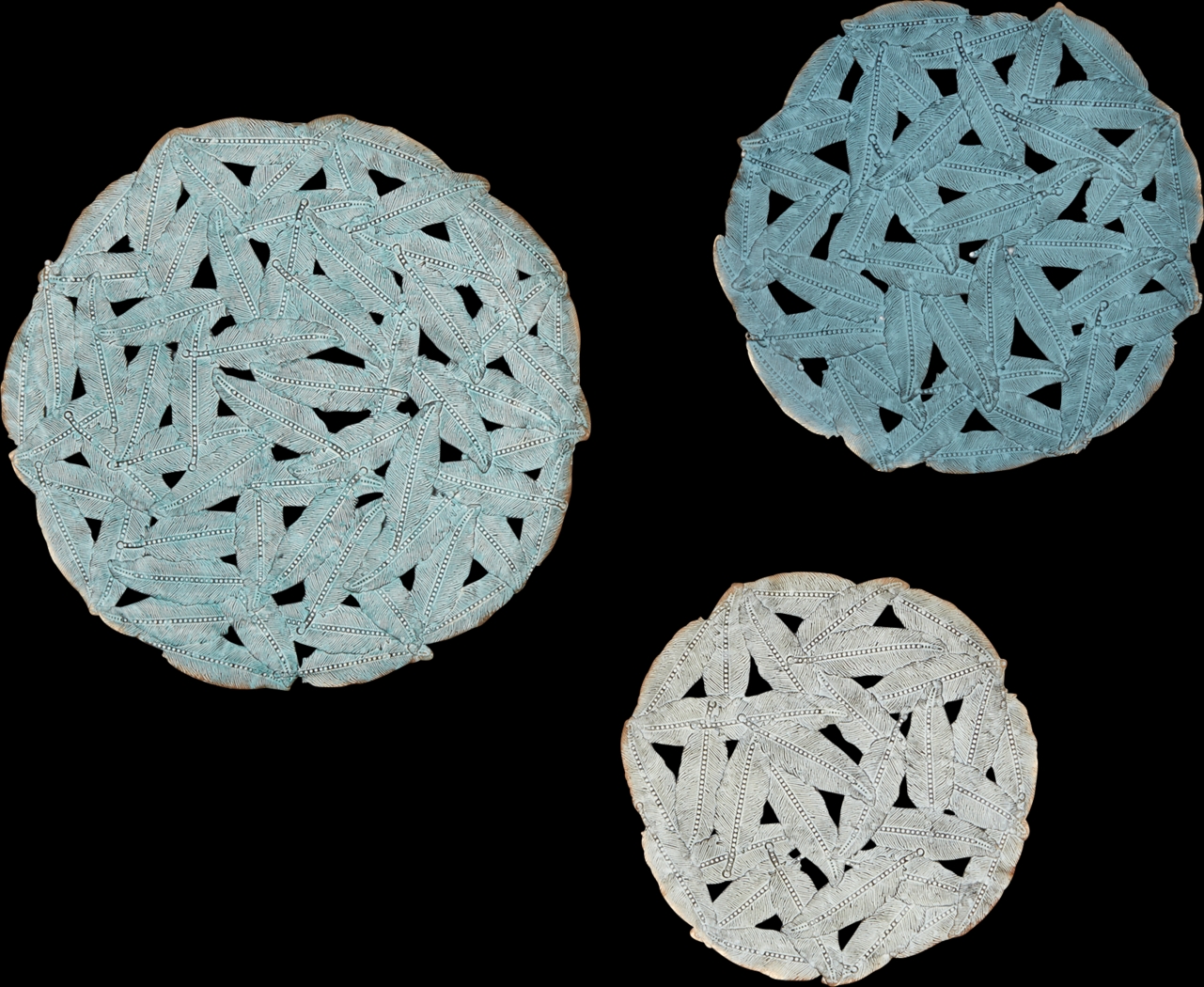 Wiskon Blue Iron Painted Wall Decor Set of 3 - Thumbnail - Image 1