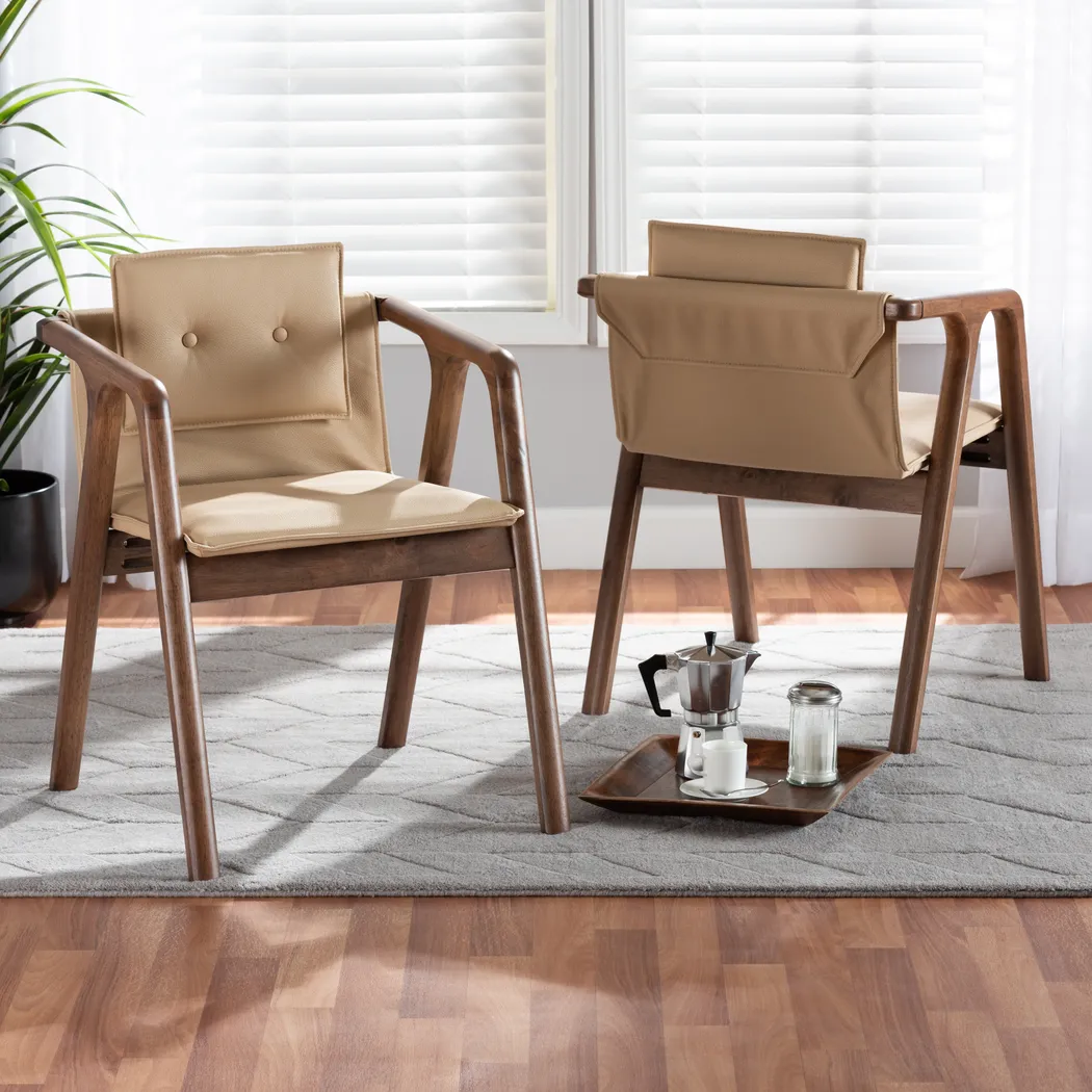 Wogan Beige Arm Chair, Set of 2 - Thumbnail - Image 7