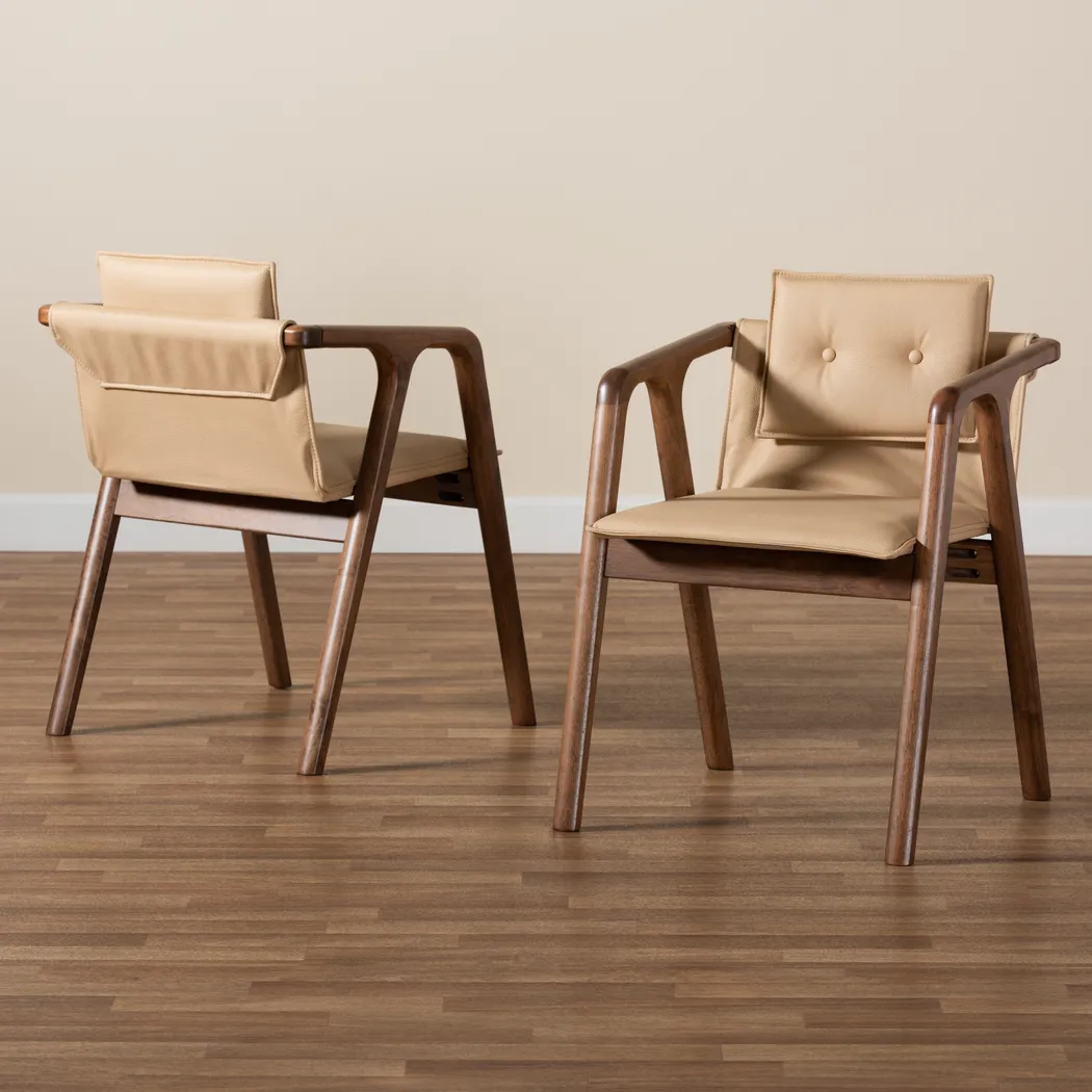 Wogan Beige Arm Chair, Set of 2 - Thumbnail - Image 8