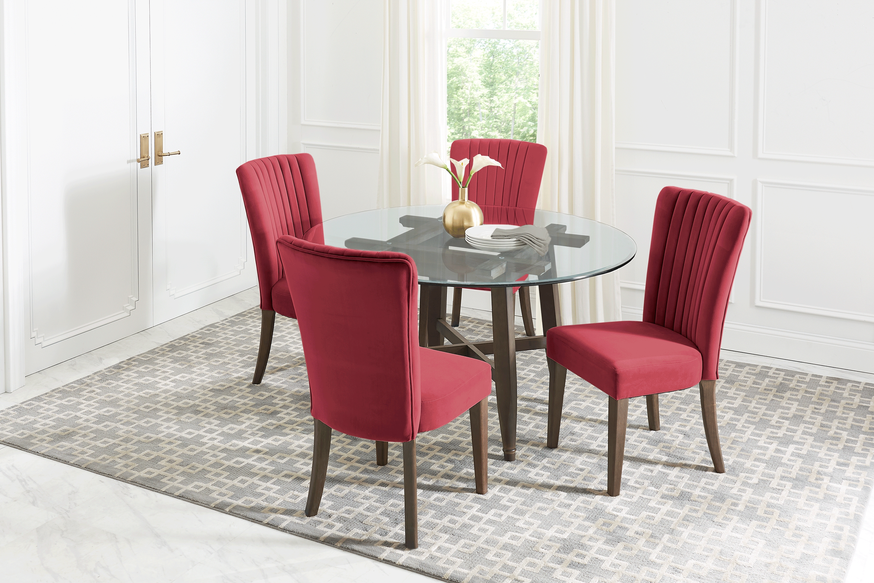 Woodland Avenue Brown 5 Pc Round Dining Set with Wine Chairs - Thumbnail - Image 1