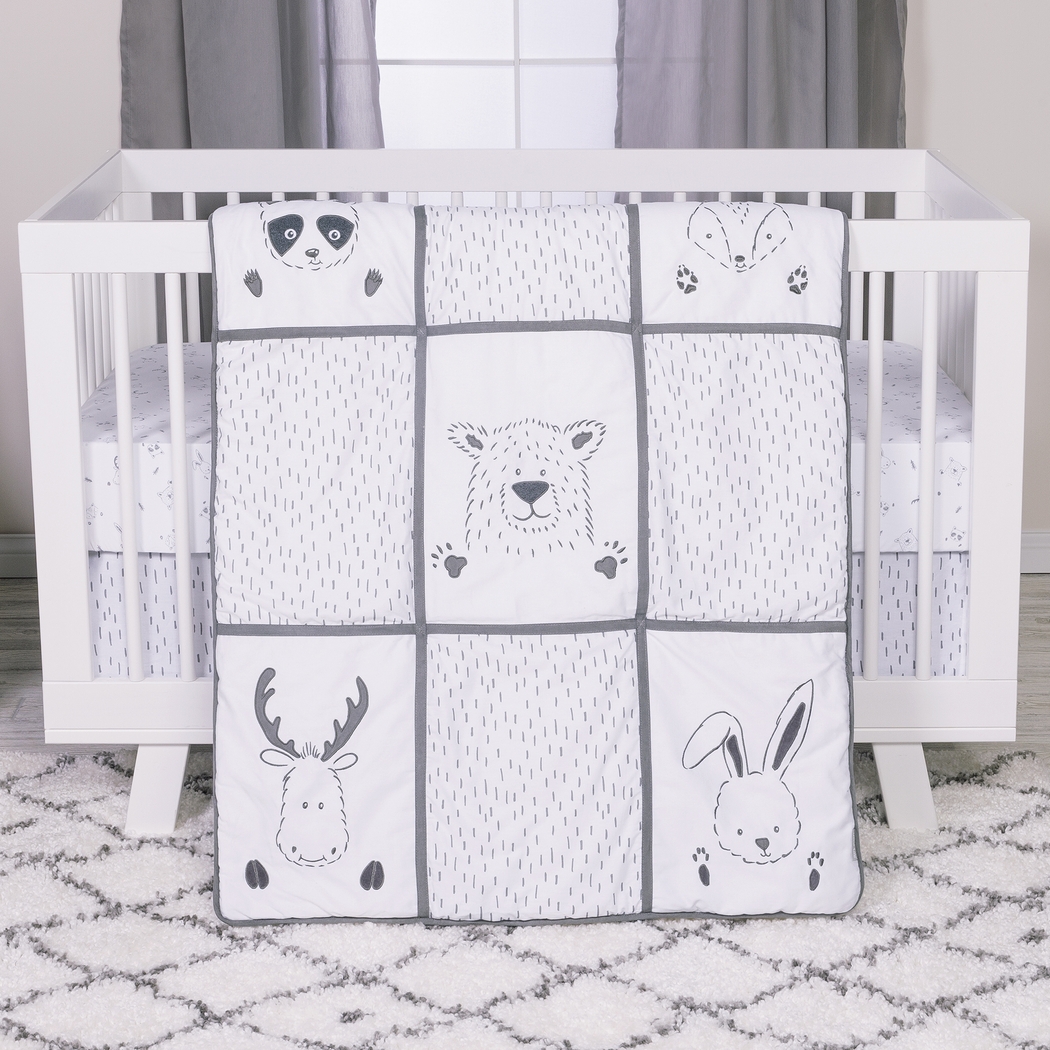 Woodland Friends Gray 3 Pc Baby Bedding Set - Thumbnail - Image 3