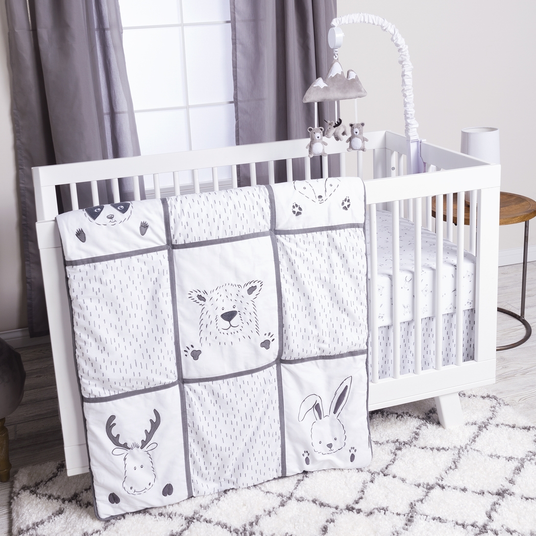 Woodland Friends Gray 3 Pc Baby Bedding Set - Thumbnail - Image 8