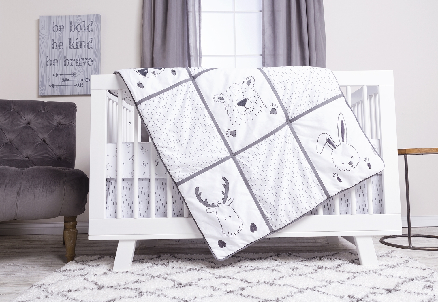 Woodland Friends Gray 3 Pc Baby Bedding Set - Thumbnail - Image 9