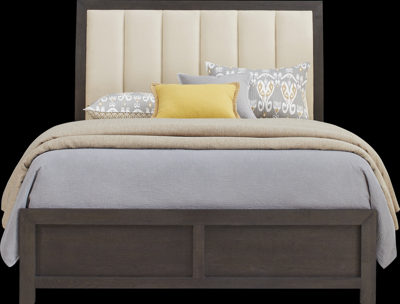 Woodley Dark Brown 7 Pc King Upholstered Bedroom - Thumbnail - Image 3