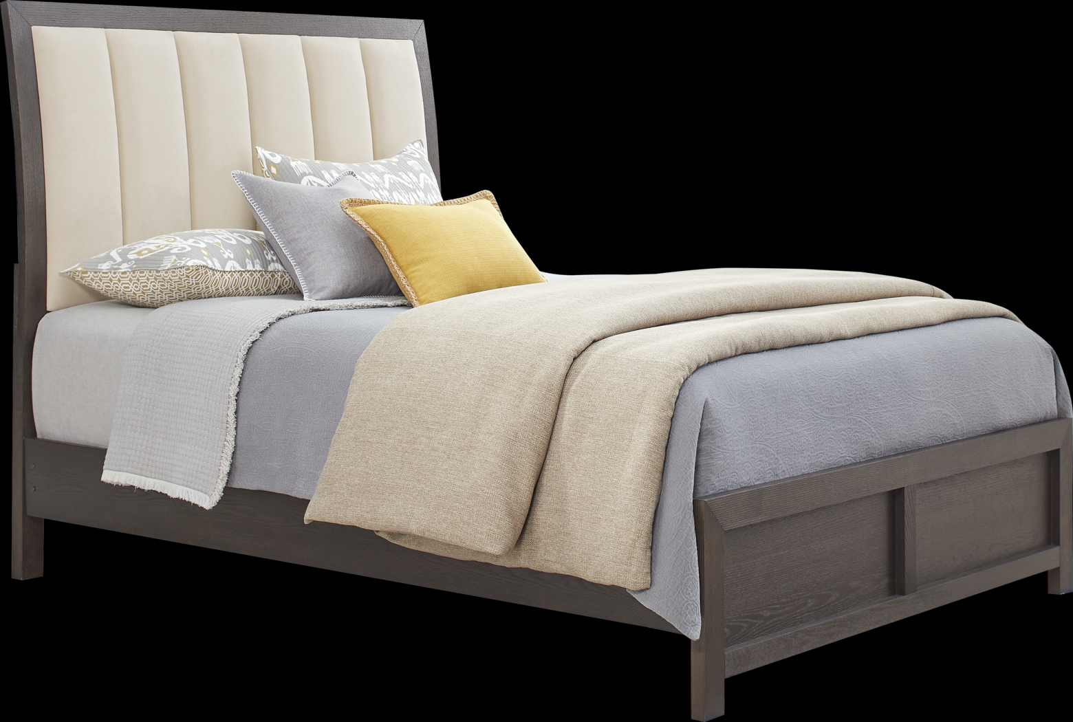 Woodley Dark Brown 7 Pc King Upholstered Bedroom - Thumbnail - Image 2