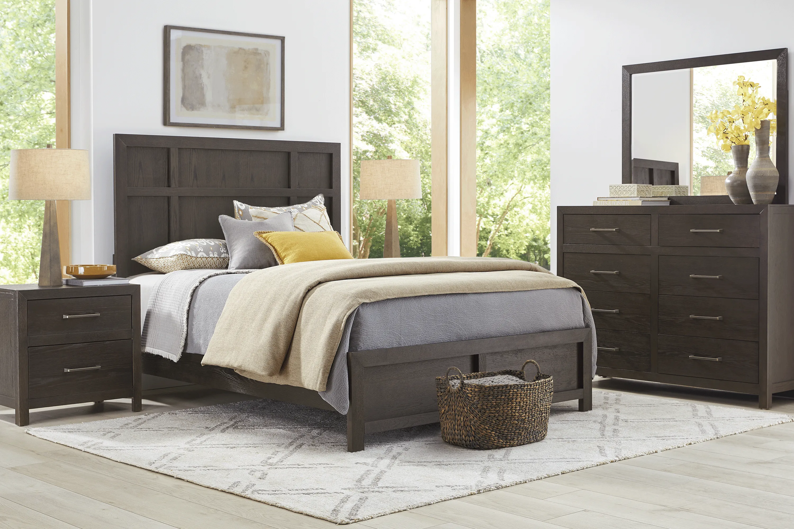 Woodley Dark Brown 5 Pc Queen Panel Bedroom - Thumbnail - Image 1