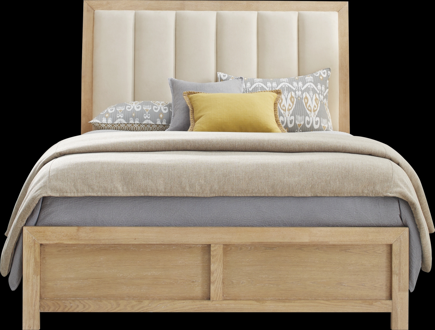 Woodley Natural 3 Pc Queen Upholstered Bed - Thumbnail - Image 3