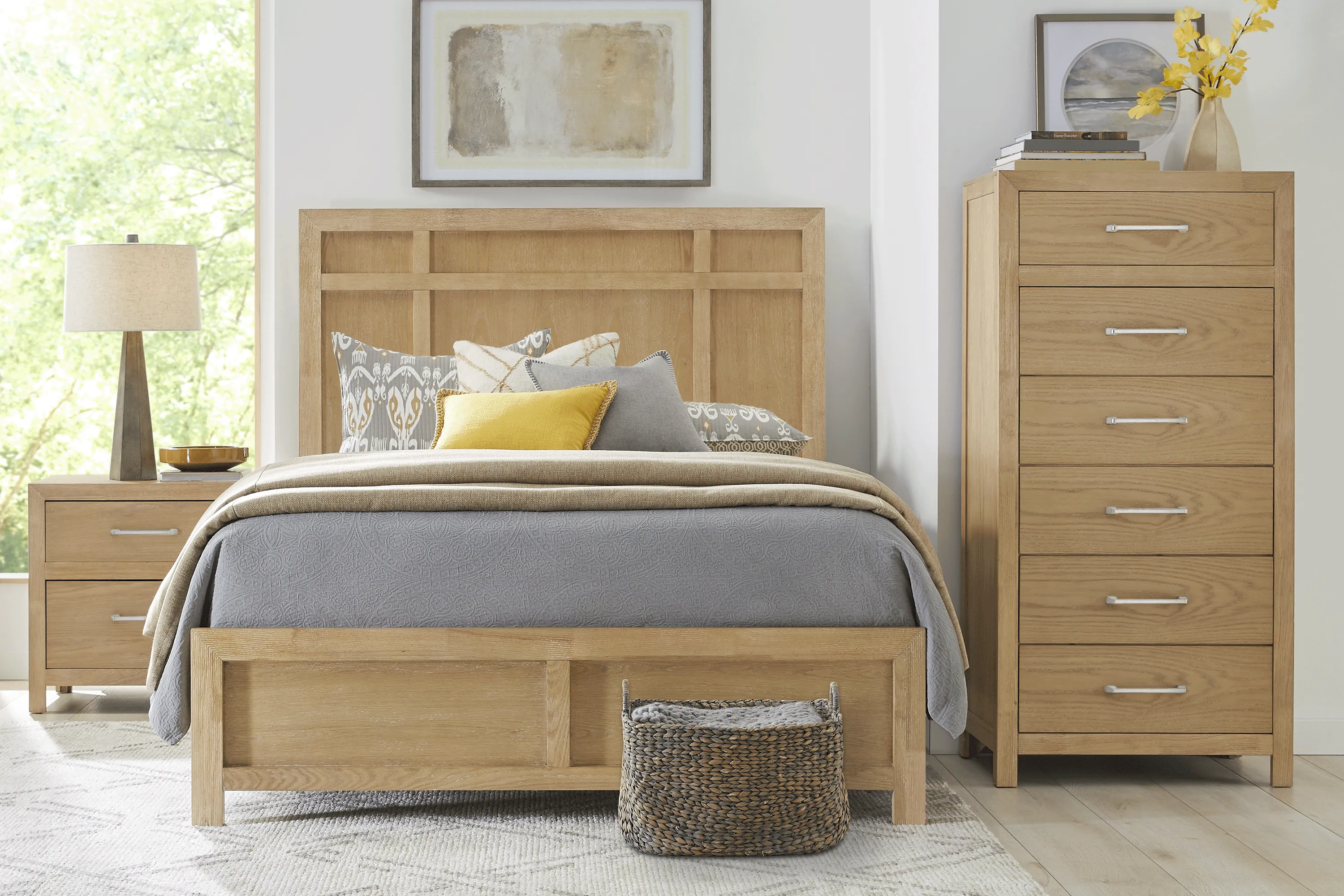 Woodley Natural 5 Pc King Panel Bedroom - Thumbnail - Image 1