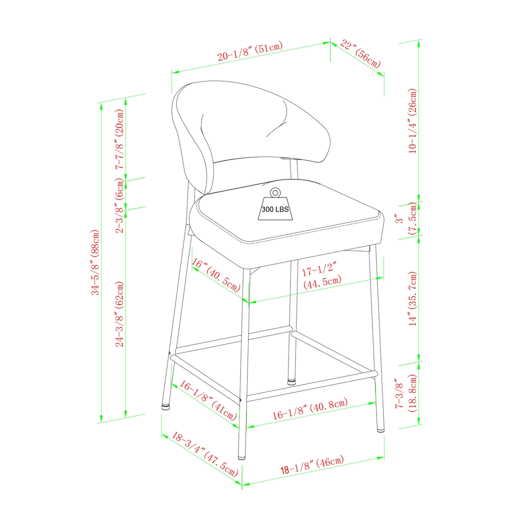 Woodsorrel Charcoal Counter Height Stool, Set of 2 - Thumbnail - Image 6
