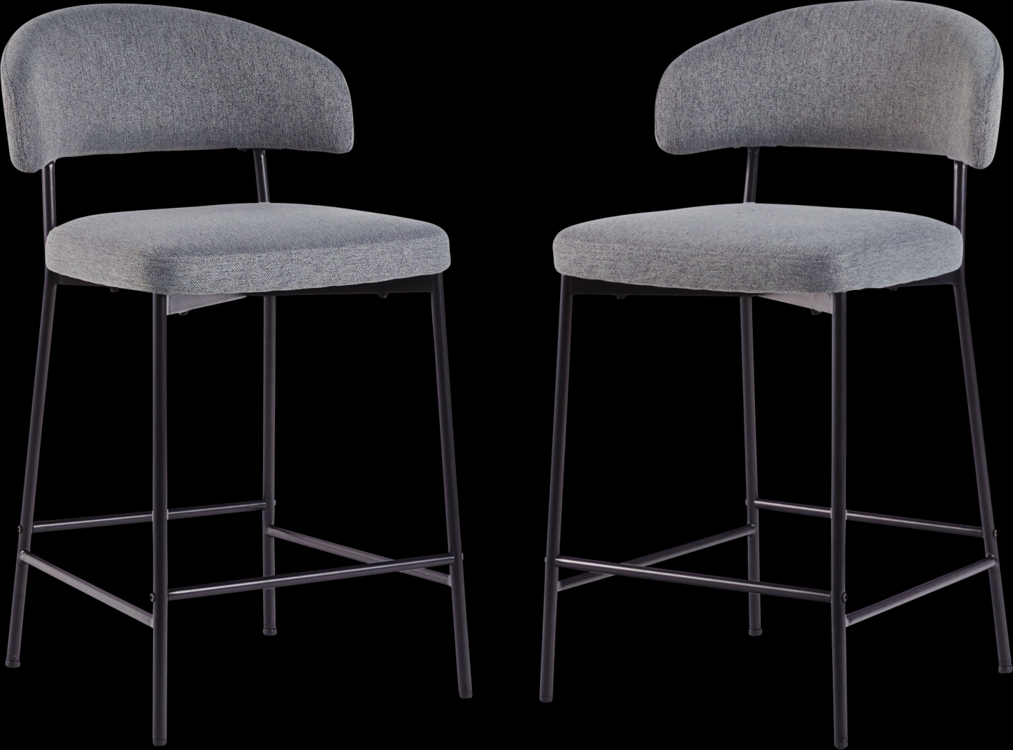 Woodsorrel Charcoal Counter Height Stool, Set of 2 - Thumbnail - Image 1