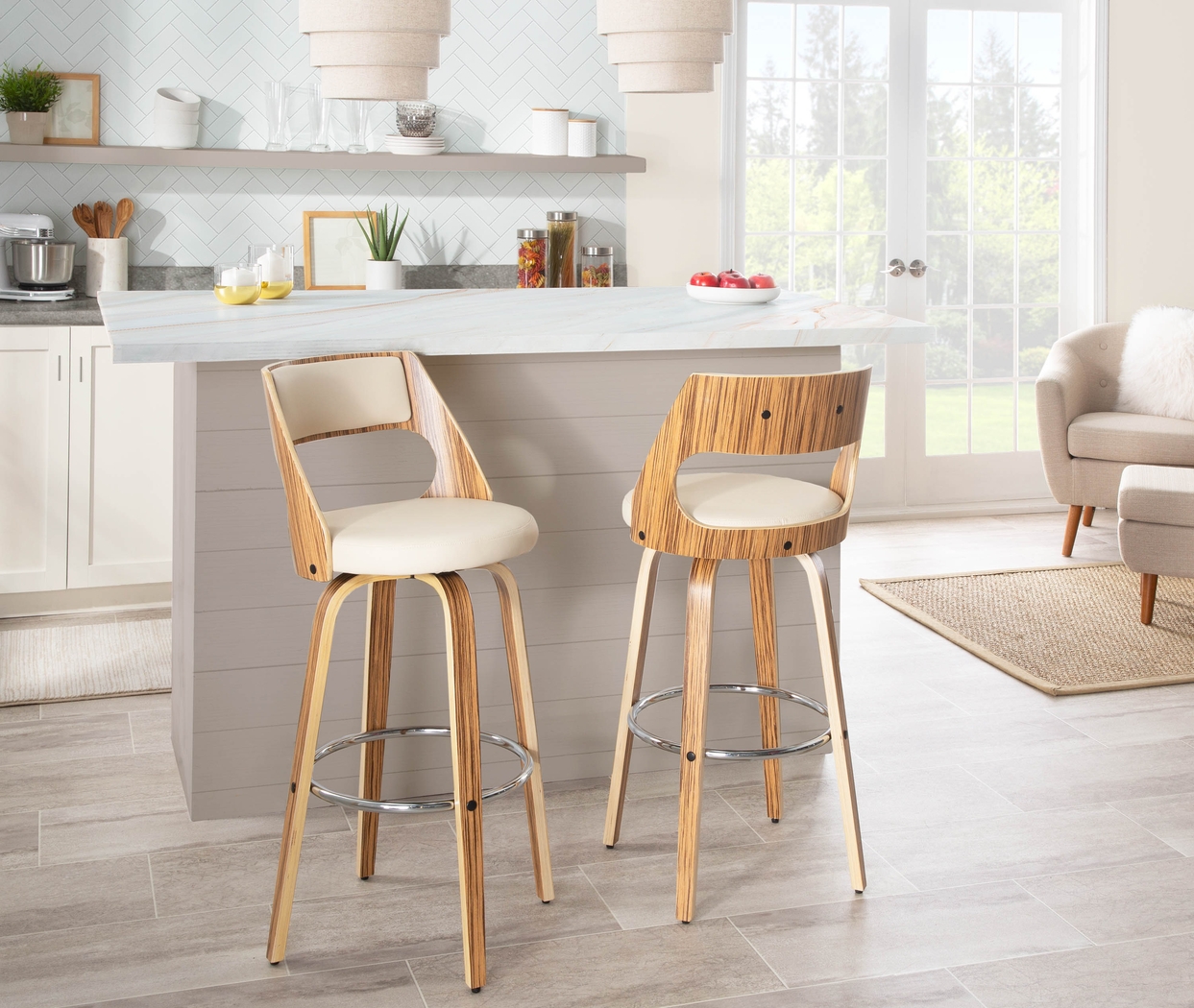 Woodstead Cream Barstool, Set of 2 - Thumbnail - Image 3