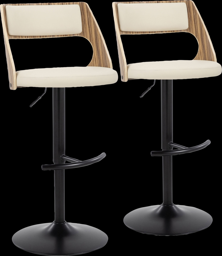Woodstead II Cream Adjustable Swivel Barstool, Set of 2 - Thumbnail - Image 1